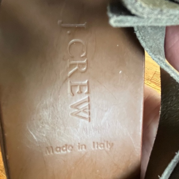 NIB J. Crew Marguerite Suede and Leather Wedge Platform Sandals Olive Boho 7M - Picture 9 of 11